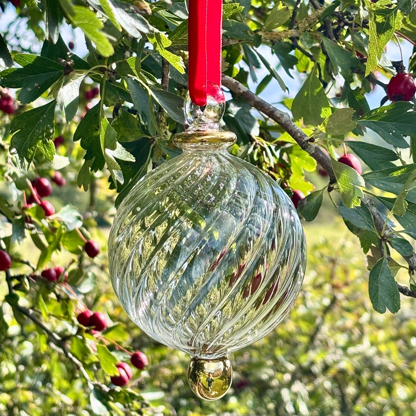 Hand blown Gold Christmas bauble