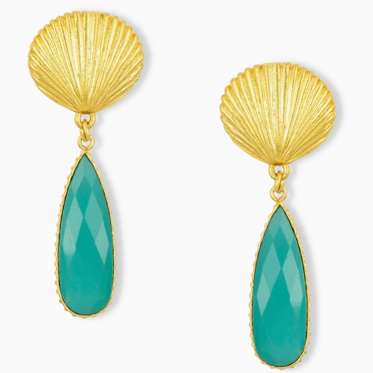 Shell Chalcedony Drop Earrings