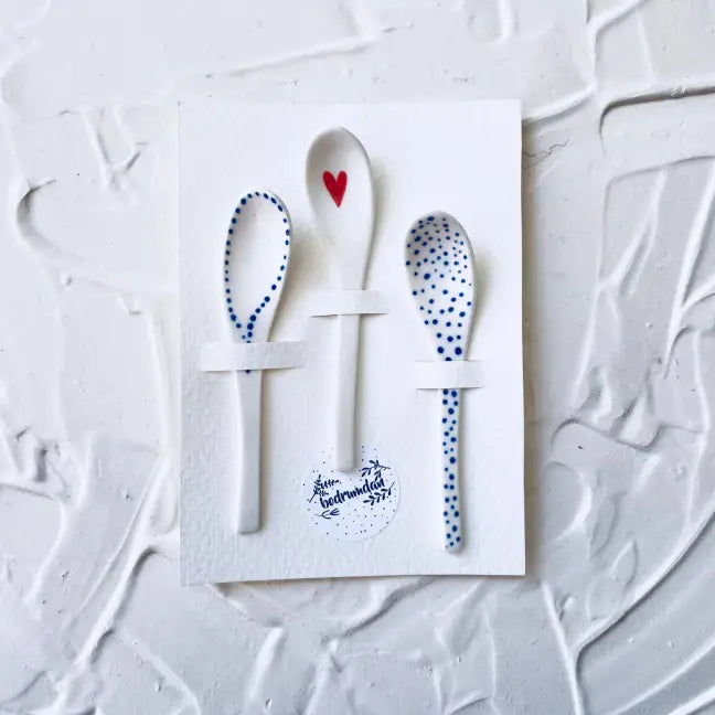Set of 3 small Limoges Porcelain Spoons