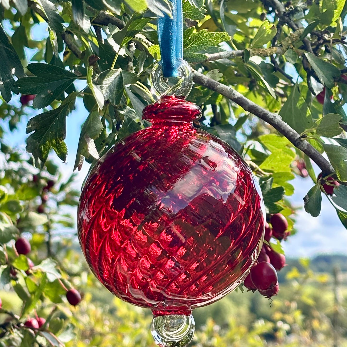 Hand blown Red Christmas bauble 