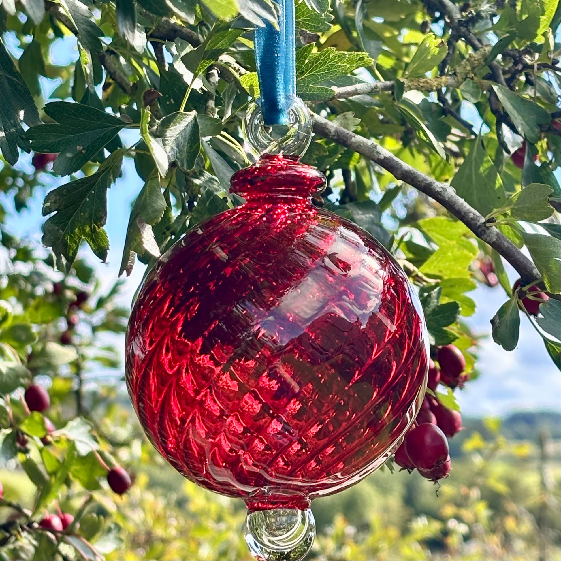 Hand blown Red Christmas bauble 