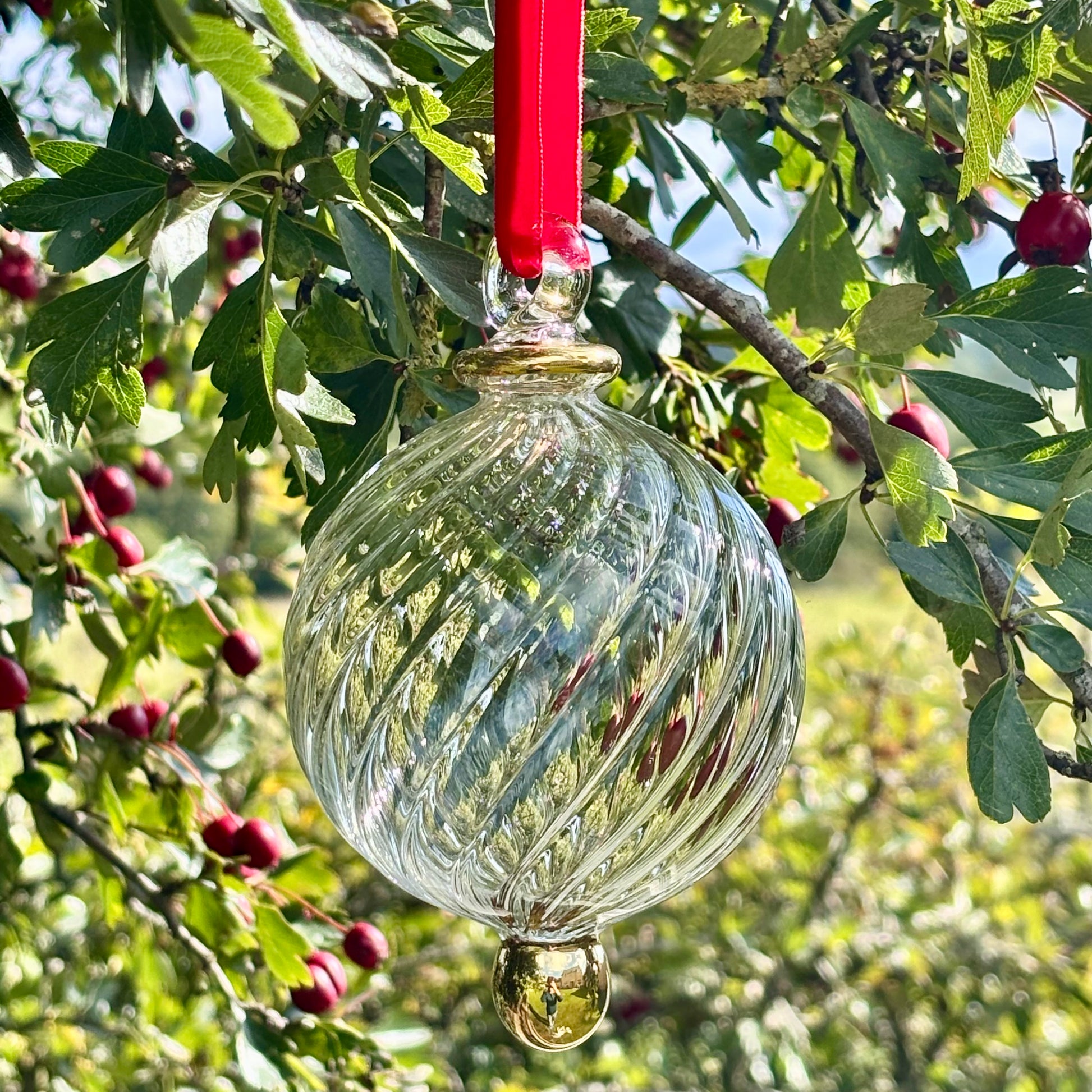 Hand blown Gold Christmas bauble 