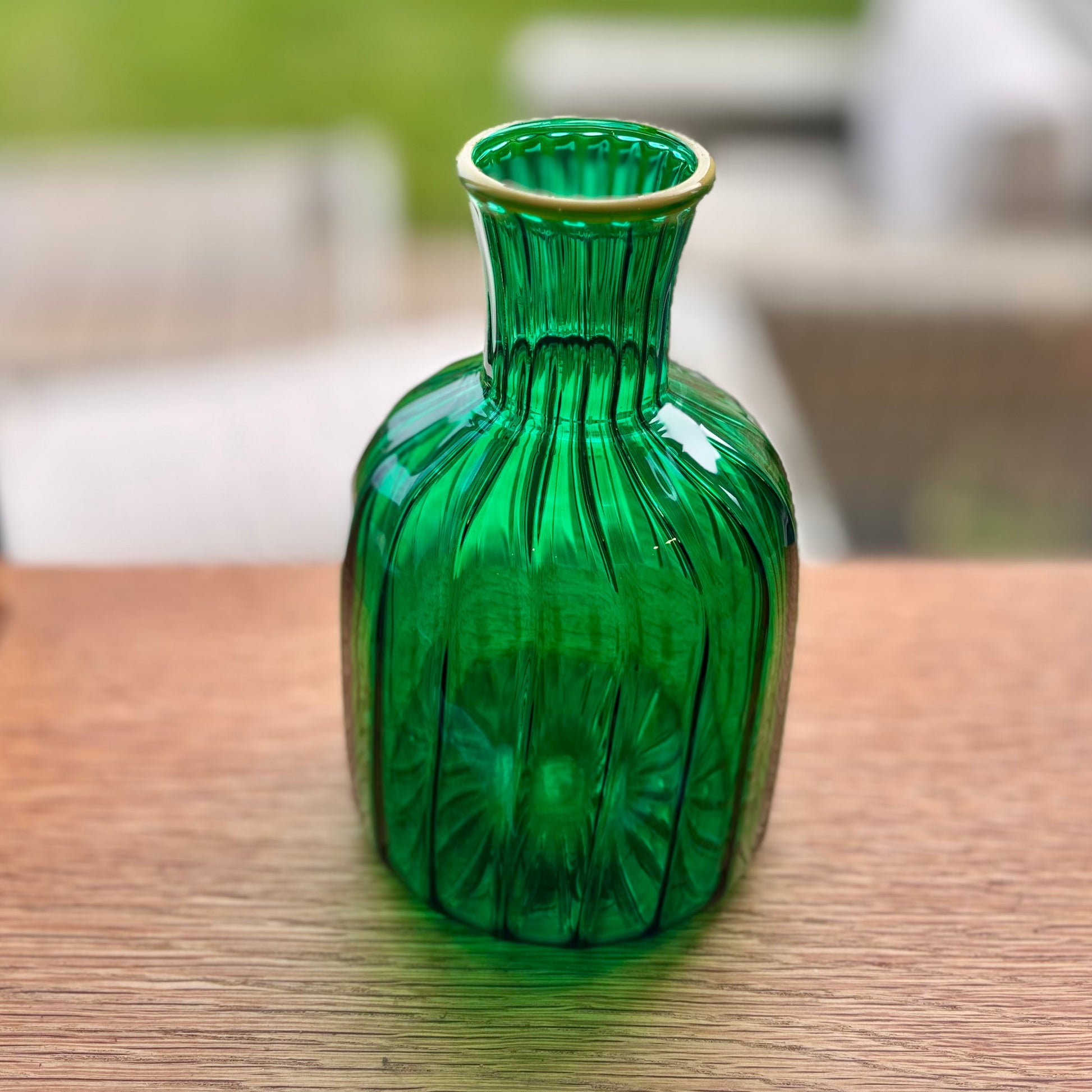 Jade Green  ribbed Vase 