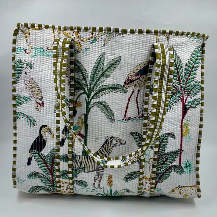 Reverisble Block Printed Tote Bag