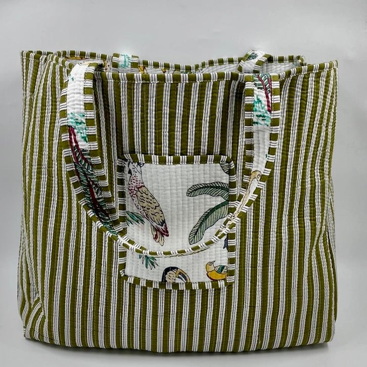 Reverisble Block Printed Tote Bag