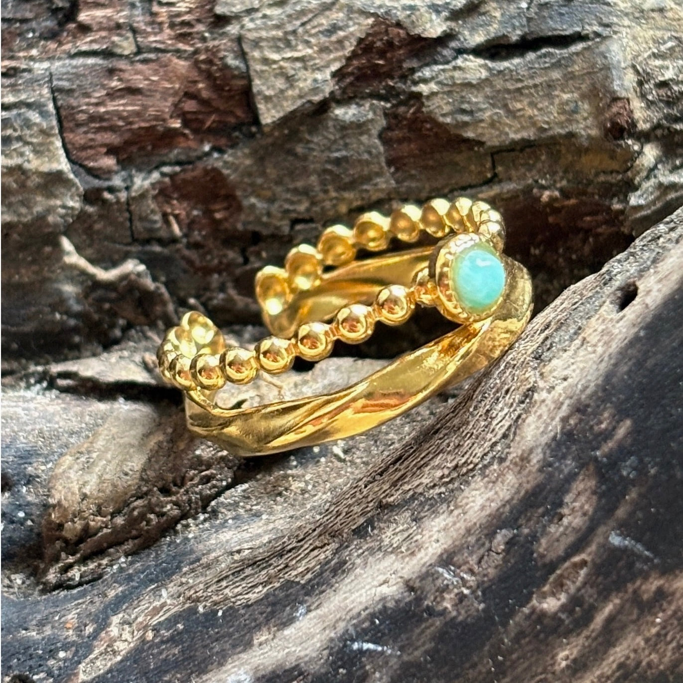 Amazonite Double Band Ring