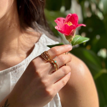 Amazonite Double Band Ring