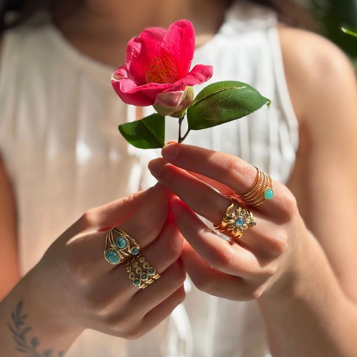 Amazonite Multi Band Adjustable Ring