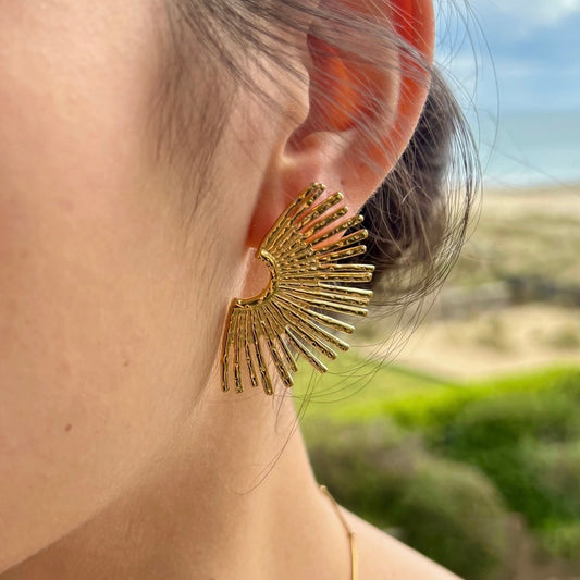 Gold Fan Earrings