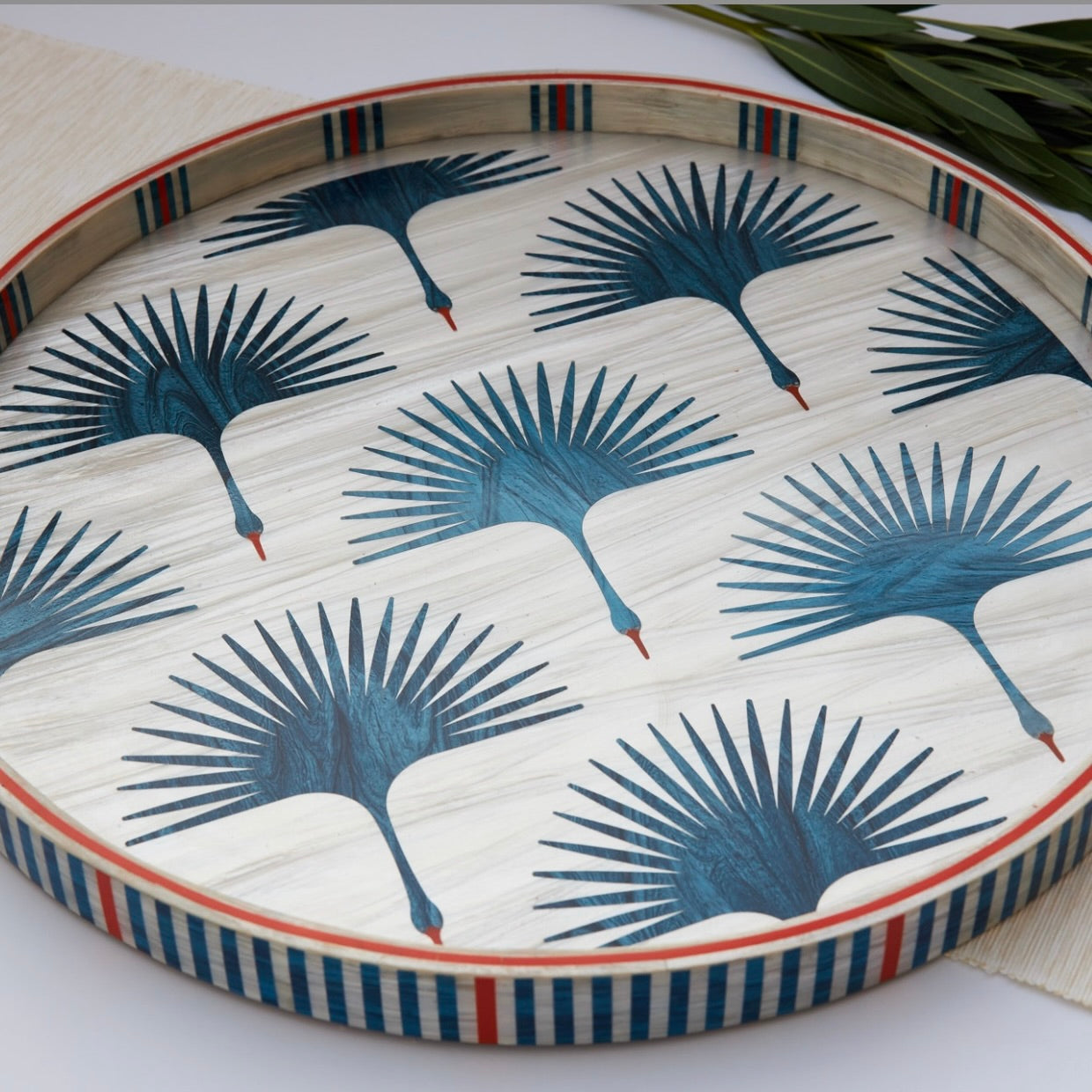 Mother of pear inlay tray swans