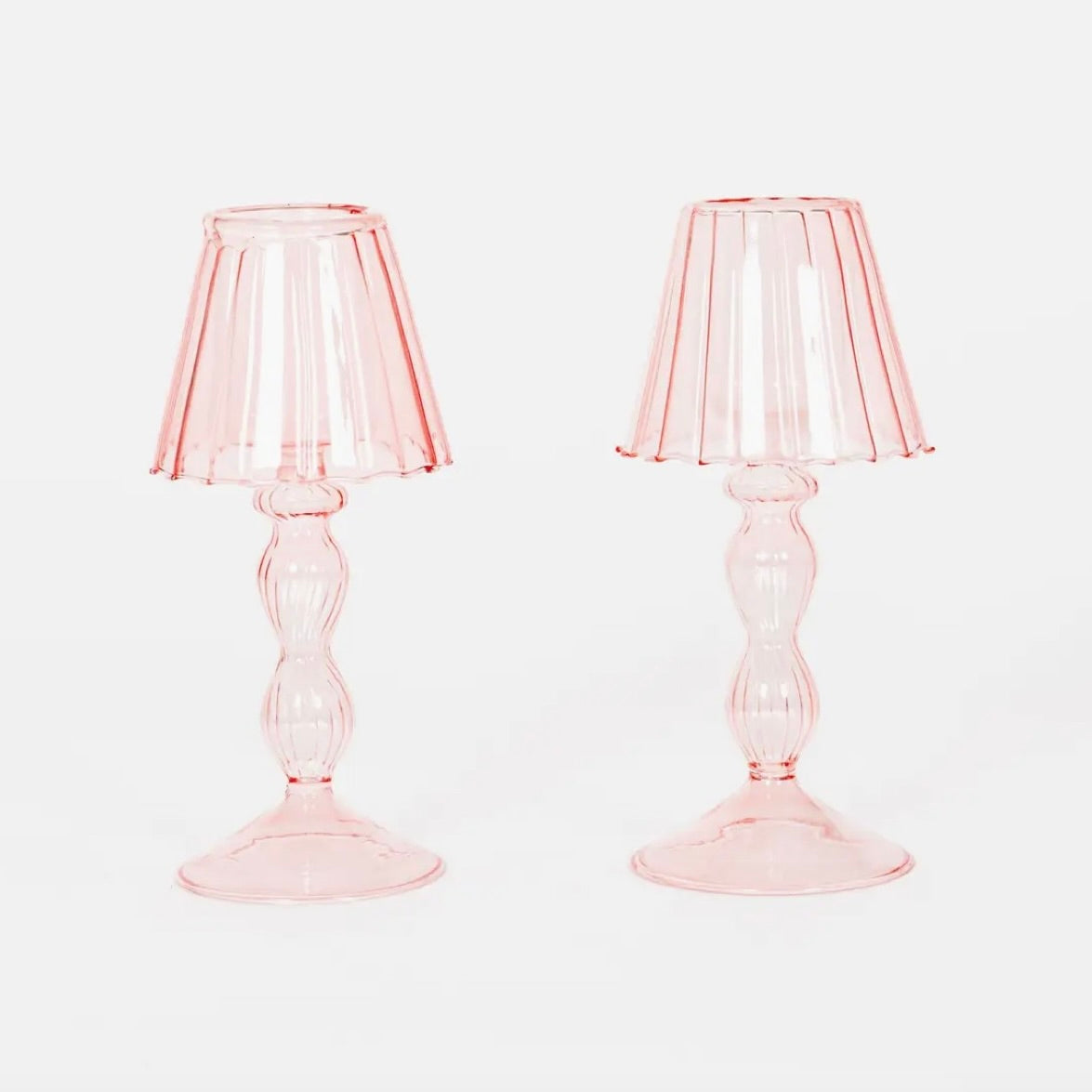 Pink Glass Lantern Tea Light holder