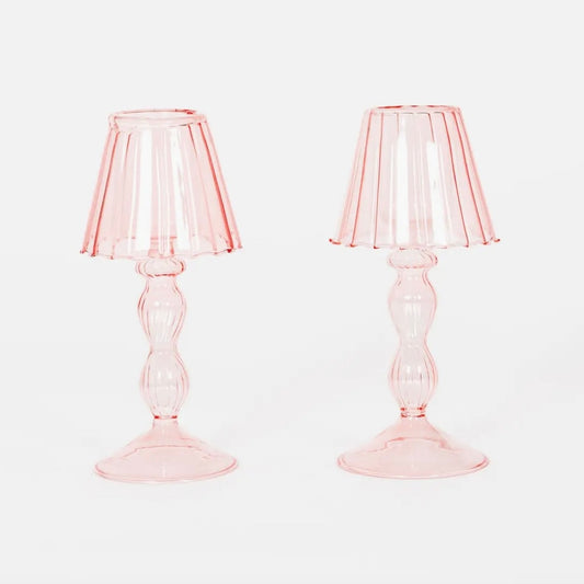 Pink Glass Lantern Tea Light holder