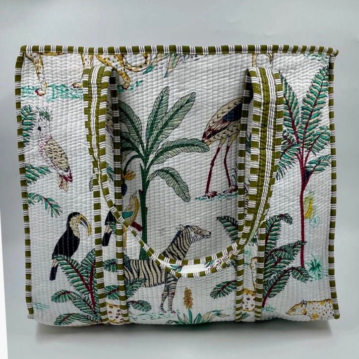 Reverisble Block Printed Tote Bag